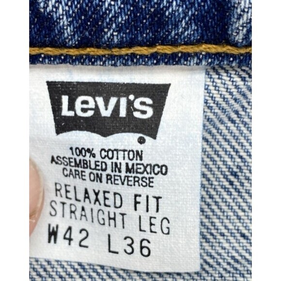 Levis 553 Jeans Mens 42x36 Denim 90s USA Relaxed Straight Dark Mid Rise Vintage - Picture 10 of 16